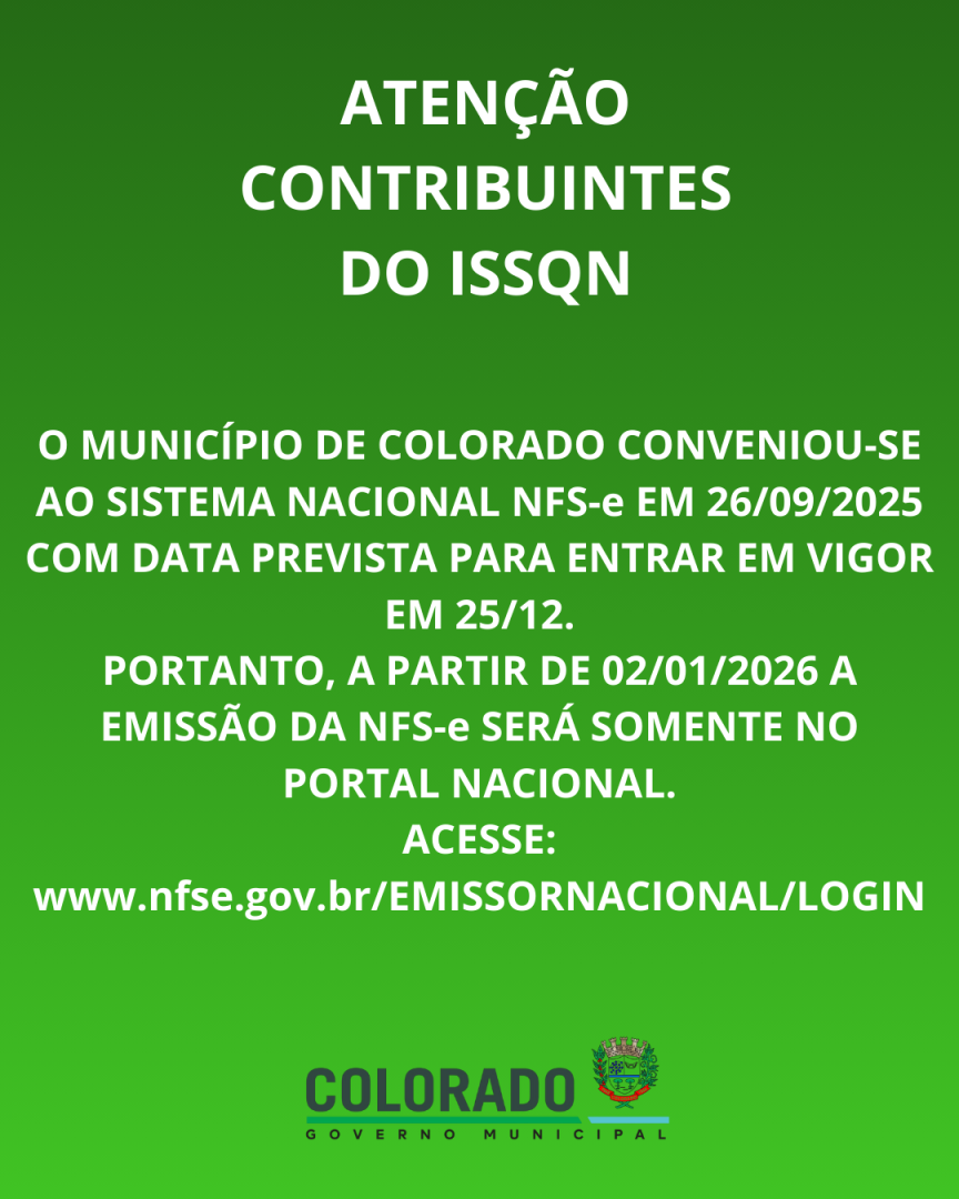ATENÇÃO CONTRIBUINTES DO ISSQN