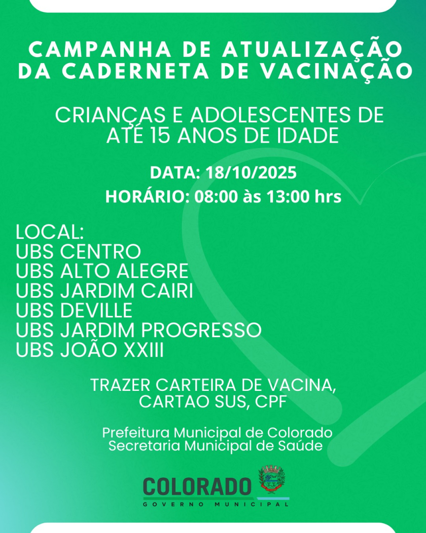 CAMPANHA DE ATUALIZAÇÃO DA CADERNETA DE VACINAÇÃO